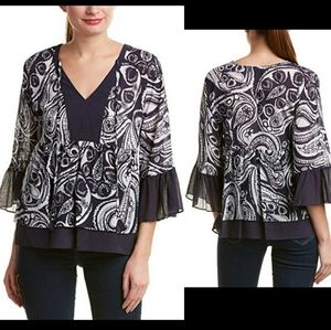 TRINA TURK Ayden Paisley Silk blend peplum…